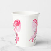 結びエレガント目ピンクボウブライダルシャワー 紙コップ (右)