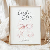 結びカードとギフトピンクテーブルサインを結んでいる ポスター