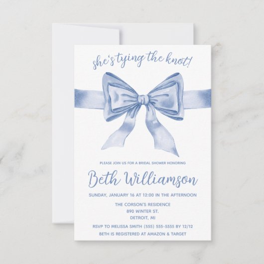 結びコケットブライダルシャワーモダンだ 招待状 (正面)