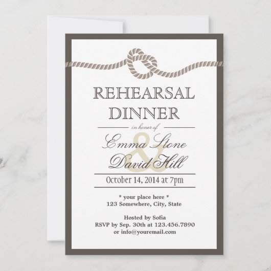 結びシンプルびリハ縁どーサルディナー 招待状 (正面)