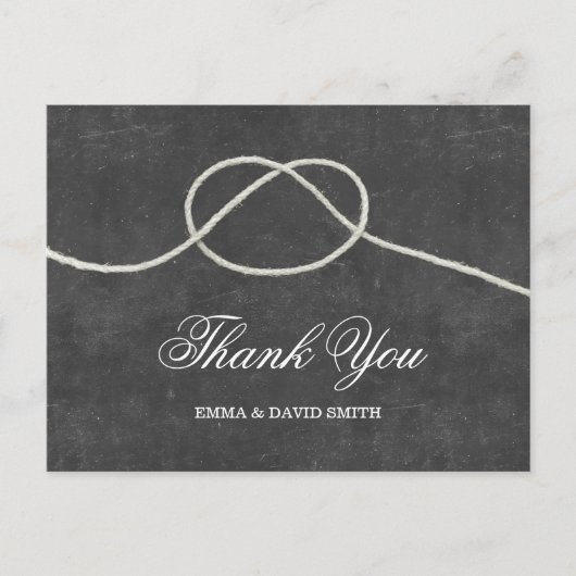 結びシンプル目の黒板サンキューカード ポストカード (正面)