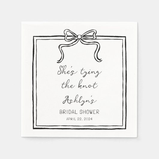 結びシンプル目ナプキンを結ぶ手描き靴 スタンダードカクテルナプキン (正面)