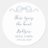 結びシールを結ぶ青い手描きシーズ ラウンドシール (正面)