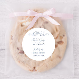 結びシールを結ぶ青い手描きシーズ ラウンドシール