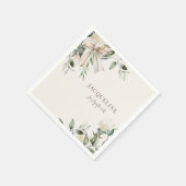 結びパーソナライズされた目シャワーを結ぶクリーム スタンダードカクテルナプキン (角)