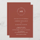 結びミニマル目モノグラムのテラス結婚コッタ 招待状 (正面/裏面)