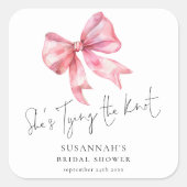 結びモダン目ピンクボウブライダルシャワー スクエアシール (正面)