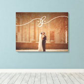 結び付きアンパサンドシンプルモノグラ結婚ム写真 キャンバスプリント (インサイチュ (ウッドフロア))
