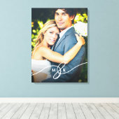 結び付きアンパサンドシンプルモノグラ結婚ム写真 キャンバスプリント (インサイチュ (ウッドフロア))