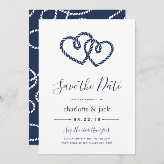 結び付きハート日付カードの保存 セーブザデート (正面/裏面)