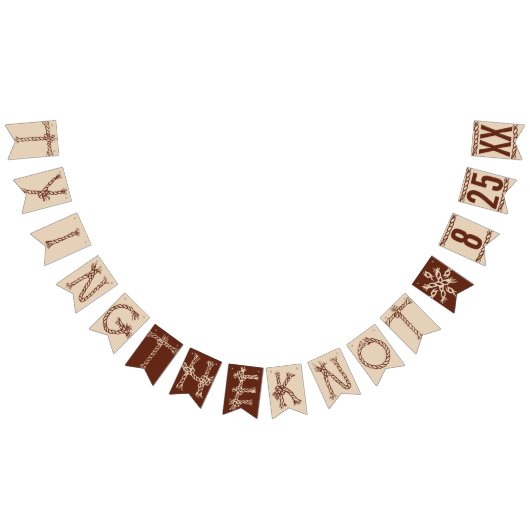 結び付け:カスタム結び付け素朴結婚日 バンティングフラッグ (全)