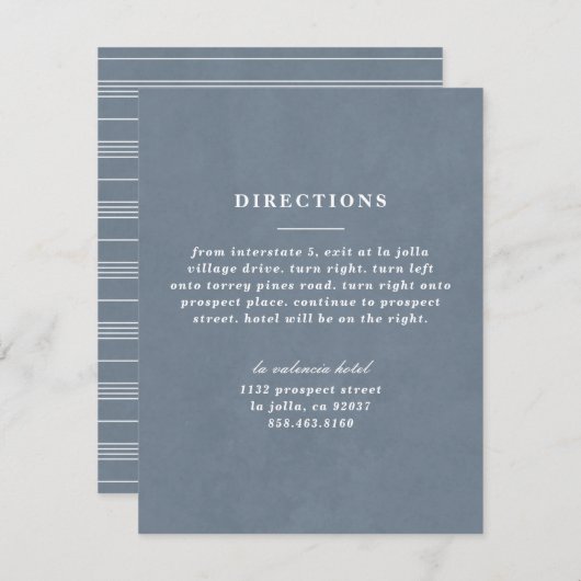 結び図解入りの、写真付きの目の方向カード – 青い灰色 (正面/裏面)