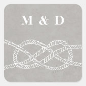 結び図解入りの、写真付きの目封筒用シールシール – グレー スクエアシール (正面)