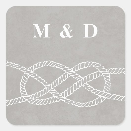 結び図解入りの、写真付きの目封筒用シールシール – グレー スクエアシール (正面)