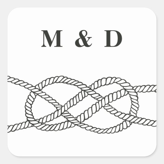 結び図解入りの、写真付きの目封筒用シールシール – 黒 スクエアシール (正面)