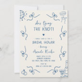 結び手描きおもしろいブライダルシャワー 招待状 (正面)