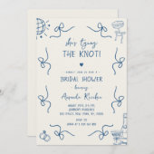 結び手描きおもしろいブライダルシャワー 招待状 (正面/裏面)