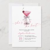 結び目が熱いピンクのブライダルシャワー 招待状 (正面)