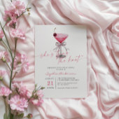 結び目が熱いピンクのブライダルシャワー 招待状