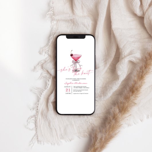 結び目が熱いピンクのブライダルシャワー 招待状