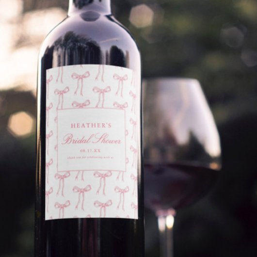結び目が青いブライダルシャワー ワインラベル