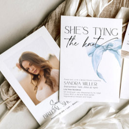 結び目が青いブライダルシャワー 招待状