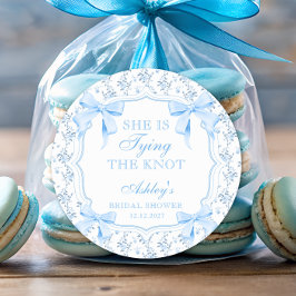 結び目が青い弓ヴィンテージ ラウンドシール