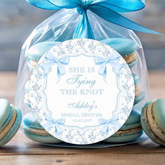 結び目が青い弓ヴィンテージ ラウンドシール