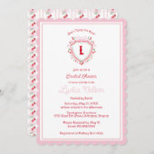 結び目さくらんぼブライダルシャワーモノグラム 招待状 (正面/裏面)