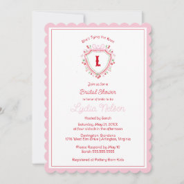 結び目さくらんぼブライダルシャワーモノグラム 招待状