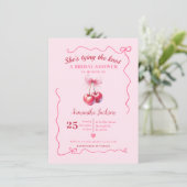 結び目さくらんぼブライダルシャワー手描き弓 招待状 (スタンド正面)