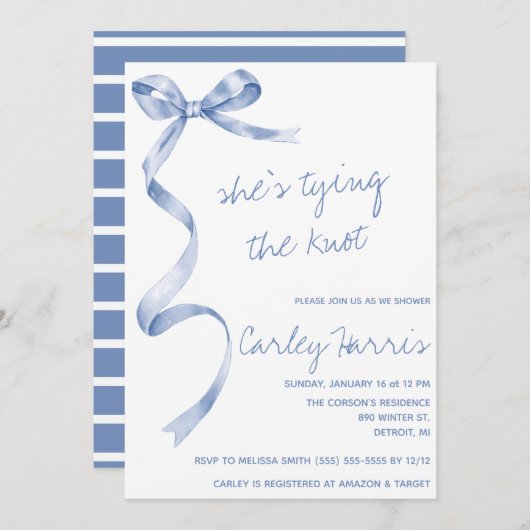 結び目だ!モダンブライダルシャワー 招待状 (正面/裏面)