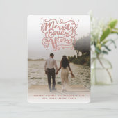 結び目とキラキラの写真の後に楽しく結婚なる シーズンカード (スタンド正面)