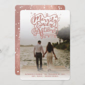 結び目とキラキラの写真の後に楽しく結婚なる シーズンカード (正面/裏面)