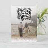 結び目とキラキラの写真の後に楽しく結婚なる シーズンカード (スタンド正面)