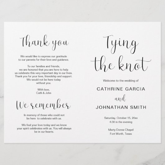 結び目と折り畳みモダン式プ結婚ログラム (正面)