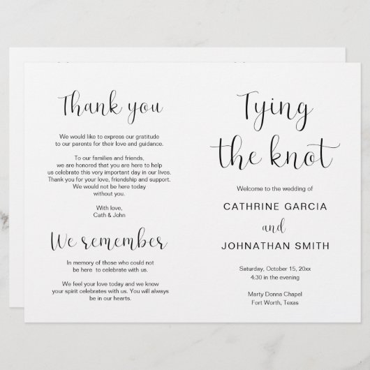 結び目と折り畳みモダン式プ結婚ログラム (正面/裏面)