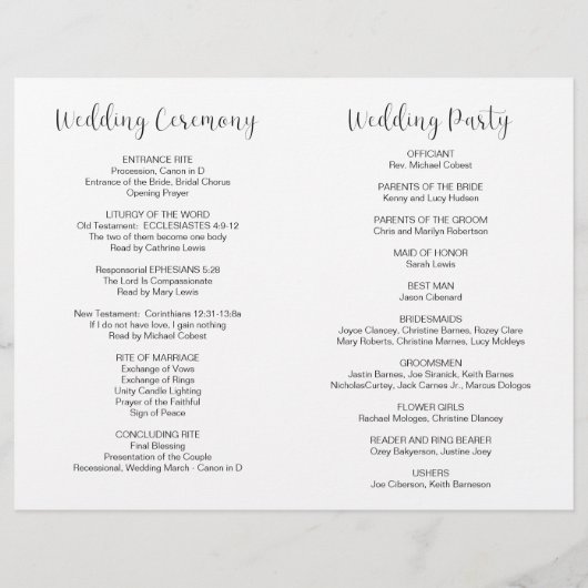 結び目と折り畳みモダン式プ結婚ログラム (裏面)