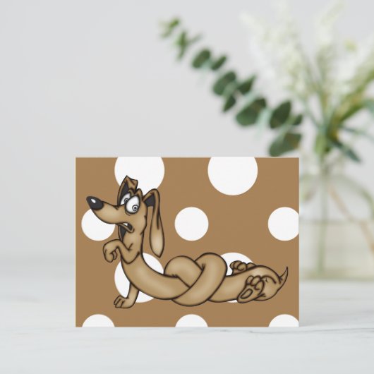 結び目に縛られたダシュントの漫画の犬 ポストカード (スタンド正面)