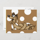 結び目に縛られたダシュントの漫画の犬 ポストカード (正面/裏面)