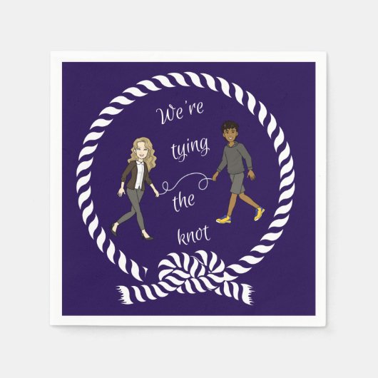 結び目に色の付いたアニメ航海のを結ぶ スタンダードカクテルナプキン (正面)