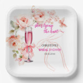結び目のガラスを上げるブライダルシャワー ペーパープレート (正面)