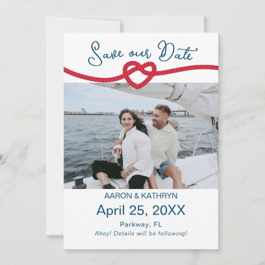 結び目のシックな写真航海の日付を保存 セーブザデート (正面)