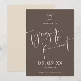 結び目のスクリプトエレガントのクリームブラウン セーブザデート