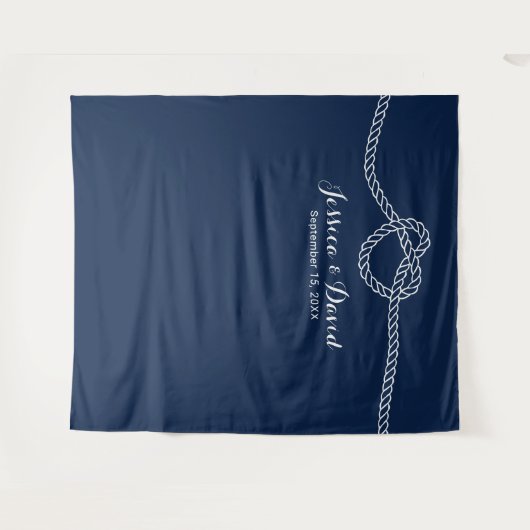 . .結び目のネイビーブルーの夏の背結婚景を結ぶ タペストリー (正面(横))