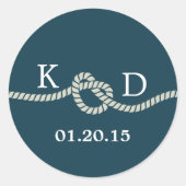 結び目のネイビーブルー航海ののシ結婚ールの入力 ラウンドシール (正面)