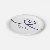 結び目のハート航海のビーチ結婚式 ペーパープレート (アングル)