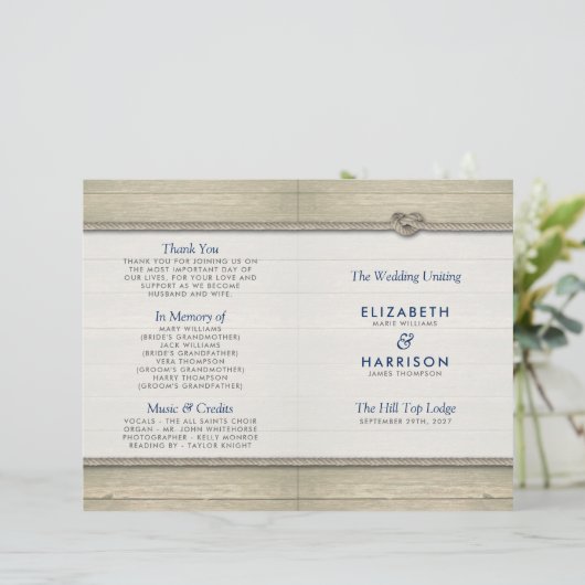 結び目のビーチ結婚式プログラ素朴ム (スタンド正面)