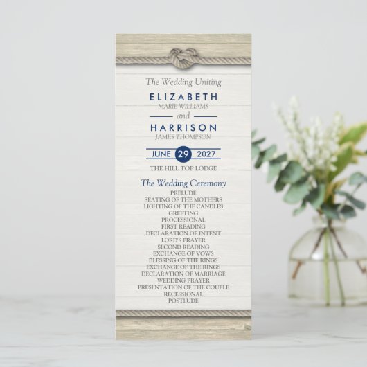 結び目のビーチ結婚式プログラ素朴ム プログラム (スタンド正面)