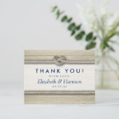 結び目のビーチ結婚式素朴ありがとう ポストカード (スタンド正面)